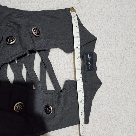 Sleeveless Grey Military Inspired Top with Crisscross Back - Small - Picture 9 of 11